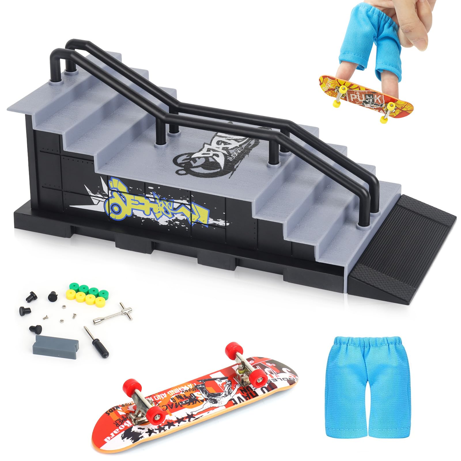 Fingerboard Mini Ramp Ree Mua Mini Finger Skateboards Ramp: Skate Park Kit Training Props with ...