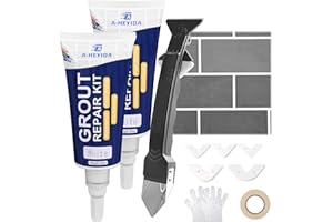 A-HEYIDA 2PCS Grout Filler Repair Kit - 12.7Oz Fast Drying Tile Grout with Caulk Tool for Bathroom,Kitchen,Floor,Shower,Renew and Fill Tile Seam Lines,Gaps,Waterproof Tile Grout Sealer (White)