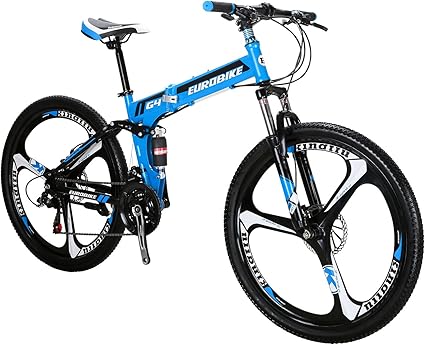 Eurobike Mountain Bike G4 Bicycle 26 Inches Wheels 21 Speed Dual Suspension Spoke Wheel Folding Bicycle Green