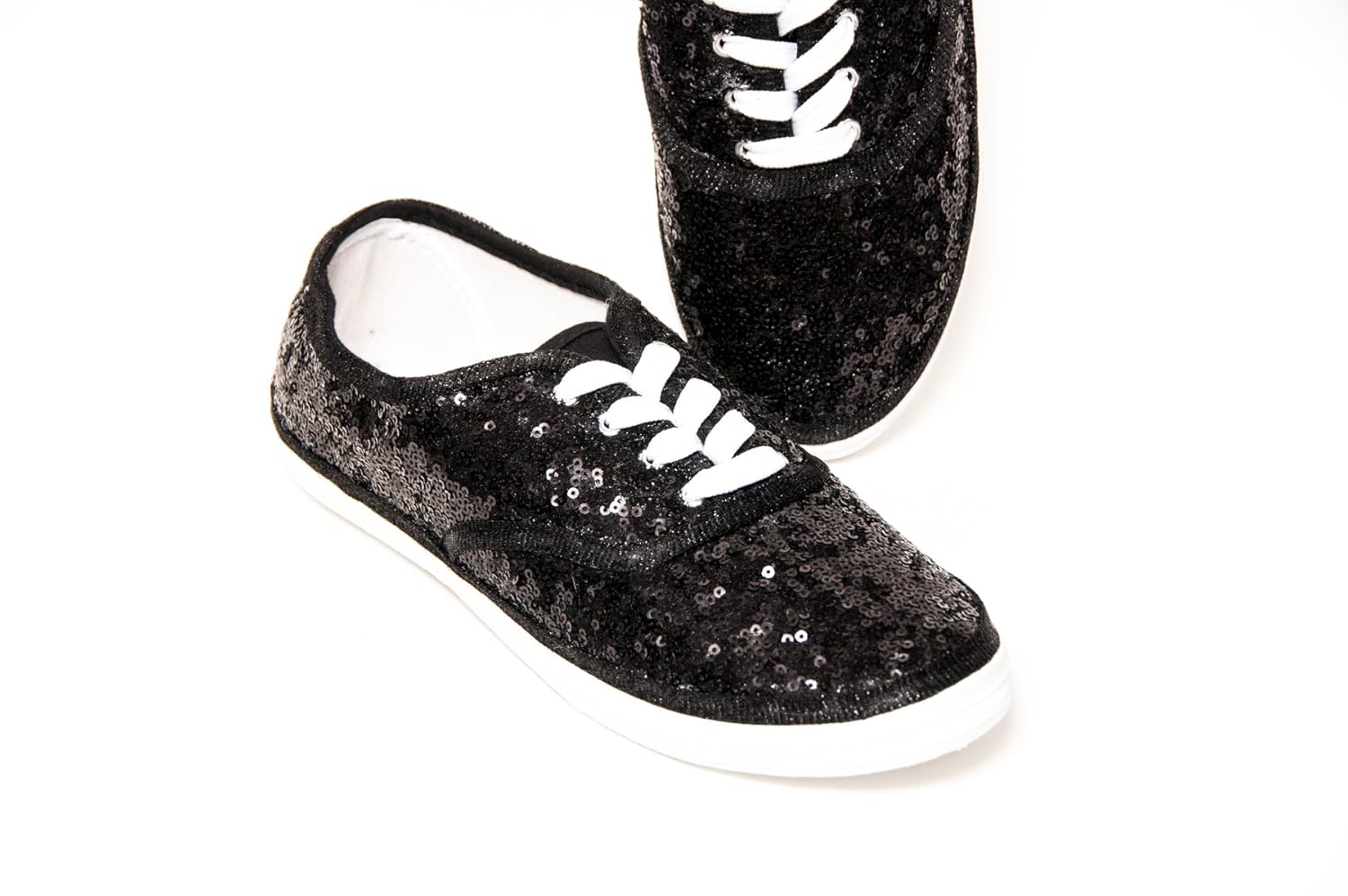 black sequin shoes