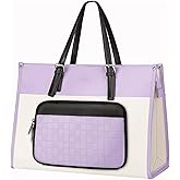 MATEIN Work Tote with Lunch Compartment, PU Leather 15.6 Inch Laptop Lunch Bags, Lightweight Lunch Purse Women with Laptop Compartment for Travel, Picnic, Ladies Gift, Light Purple