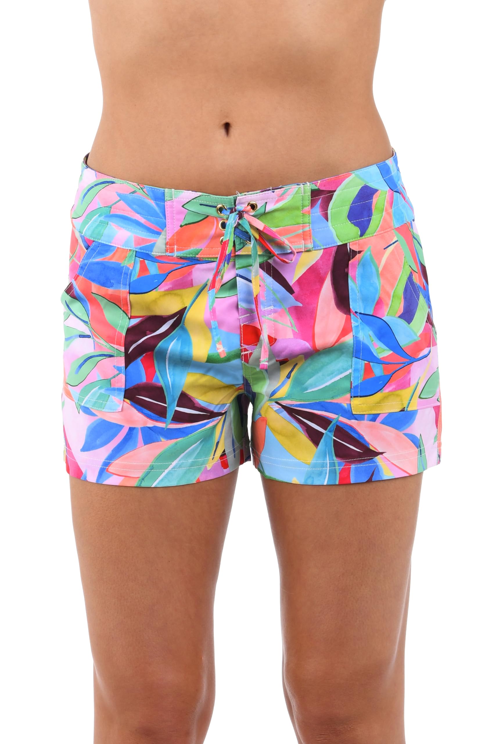 La Blanca Women’s Beach Short Swimsuit Cover Up, Multi//Tropi-Flage, Large