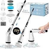 IEZFIX Electric Spin Scrubber, Bathroom Power Shower Scrubber Cleaning Brush for Tub/Tile/Floor/Toilet/Kitchen, 8 Cleaner Scr