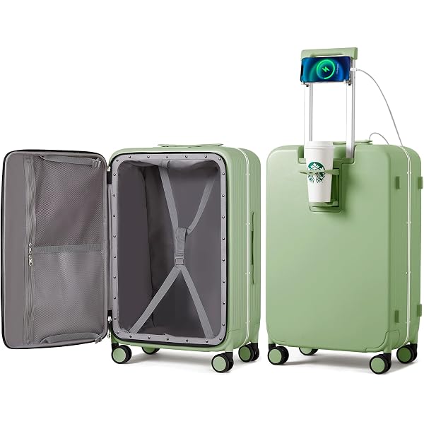 Amazon.com | mixi Checked Luggage with Cup Phone Holder Hard Shell