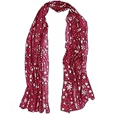 GALPADA Snowflake Sheer Scarves Lightweight Winter Xmas Collection Scarf Holiday Decorative for Women Ladies Red