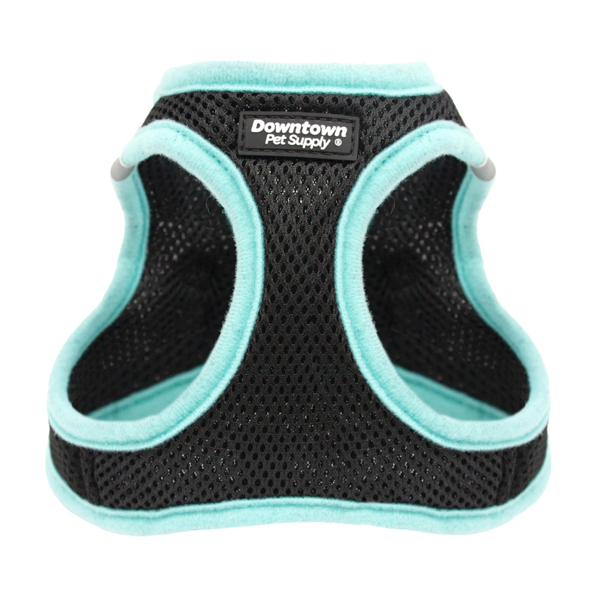 Downtown Pet Supply Step in Dog Harness No Pull, XX-Large, Black w/Light Blue Trim - Adjustable Harness with Padded Mesh Fabric and Reflective Trim - Buckle Strap Harness for Dogs