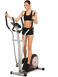 Elliptical Machine Trainer Magnetic Smooth Quiet Driven with LCD Monitor and Pulse Rate Grips