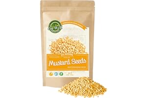 Eat Well Premium Foods Yellow Mustard Seeds 6 oz, 100% Natural Whole Raw Mustard Seed Resealable Packet, Suitable to be Ground into Mustard Seed Powder, Traditional Spices and Seasonings, Ingredients for Cooking