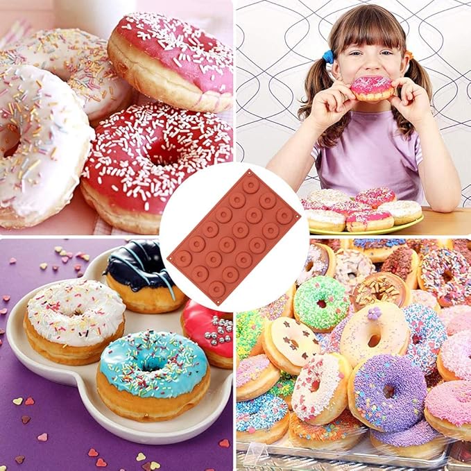 Rouge Brique Wents 18 Cavites Anti Adherentes Resistantes A La Chaleur Pour Gateaux Bagels Muffins Biscuits 4 Pcs Moules A Donuts En Silicone Patisserie Moules A Patisserie Napravi Rs