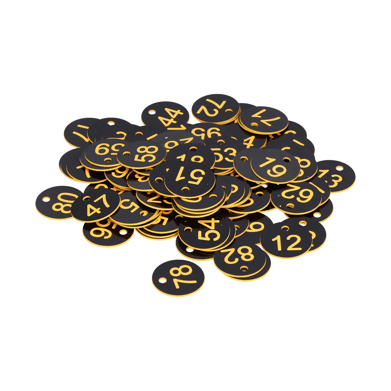 100pcs Plastic Number Tags,Beehive Sign Marker,Numbered Beehive Tags,Round Beehive Label with Hole for Beekeeping,Animal Husbandry and More,Farm Beekeeping Accessory(Black and Yellow)
