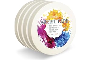 ETNRHP 4 Packs White Artist Tape Masking Tape Painter Tape Drafting Tape Art Paper Tape Low Tack Masking Tape for Watercolor 