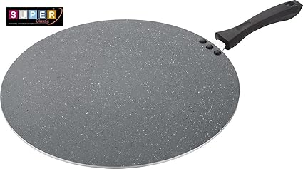 Super Classic Non-Stick Aluminium Flat Dosa Tawa Set, 3-Pieces, Grey (Grey Marble Flat Flat Dosa Tawa 360 MM)