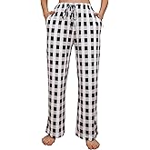 X-Image Comfy Casual Plaid Pajama Pants for Women Drawstring Palazzo Lounge Sleepwear Bottoms with Pockets