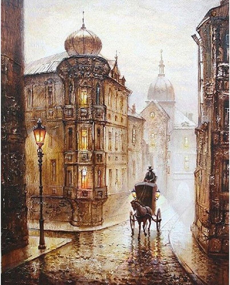 Bigie Paint by Number Kit for Adults DIY Acrylic Paintin with Scenery Flower 16x20 inch (Frameless, Romantic Paris Street Eiffel)