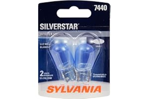 SYLVANIA - 7440 SilverStar Mini Bulb - Brighter and Whiter Light, Ideal for Daytime Running Lights (DRL) and Back-Up/Reverse Lights (Contains 2 Bulbs)
