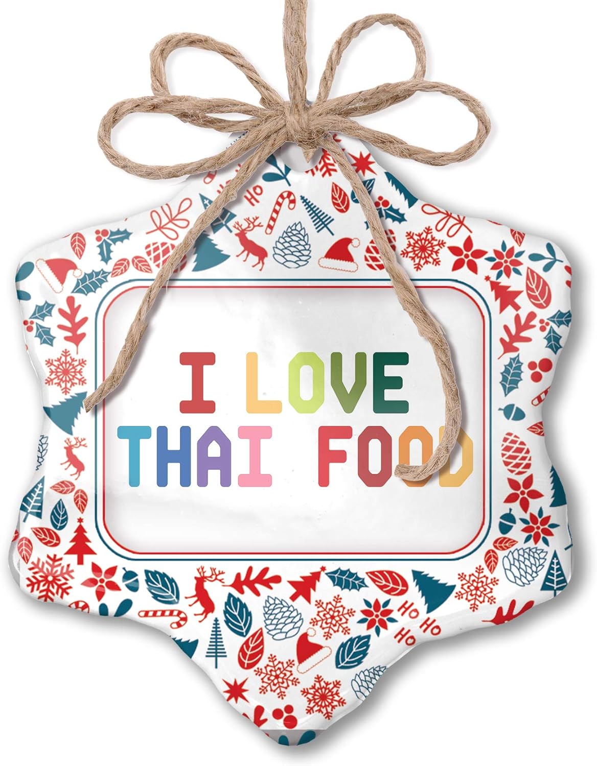 NEONBLOND Christmas Ornament I Love Thai Food,Colorful Red White Blue Xmas