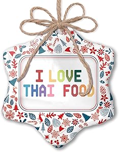 NEONBLOND Christmas Ornament I Love Thai Food,Colorful Red White Blue Xmas