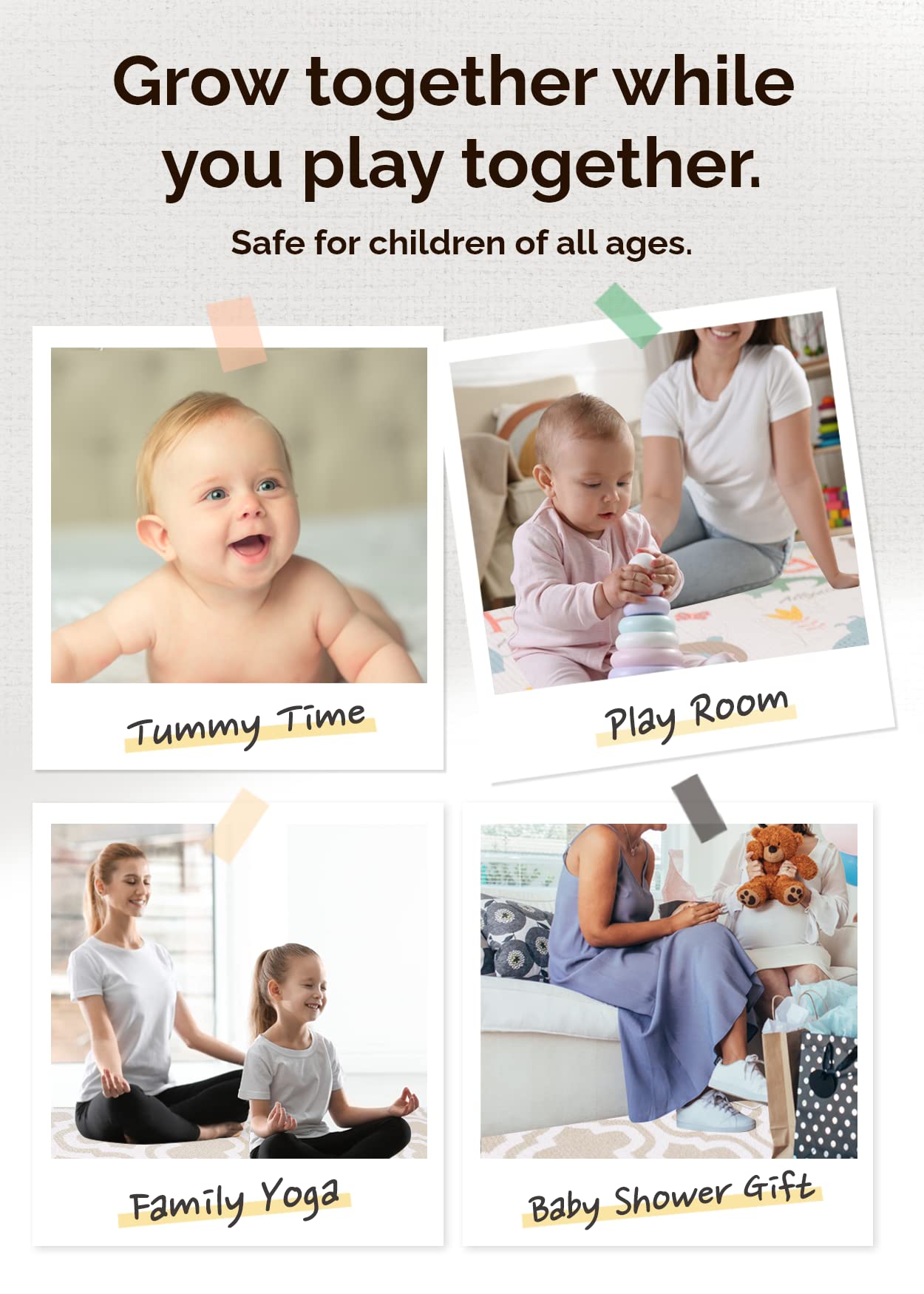 Baby Care Play Mat (Large, Moroccan - Beige) 82'' x 55'' Original One-Piece Reversible Rollable Waterproof Baby Mat, Floor Cushion for Babies 6-12 Months, Infants, Toddlers, and Kids