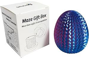 WTOHOBBY Mystery Egg Maze Puzzle Box - Reusable 3D Printed Brain Teaser with Hidden Compartment for Cash & Treasures, for Birthday, Christmas, Halloween and Easter for Kids & Adults (Blue-Purple)