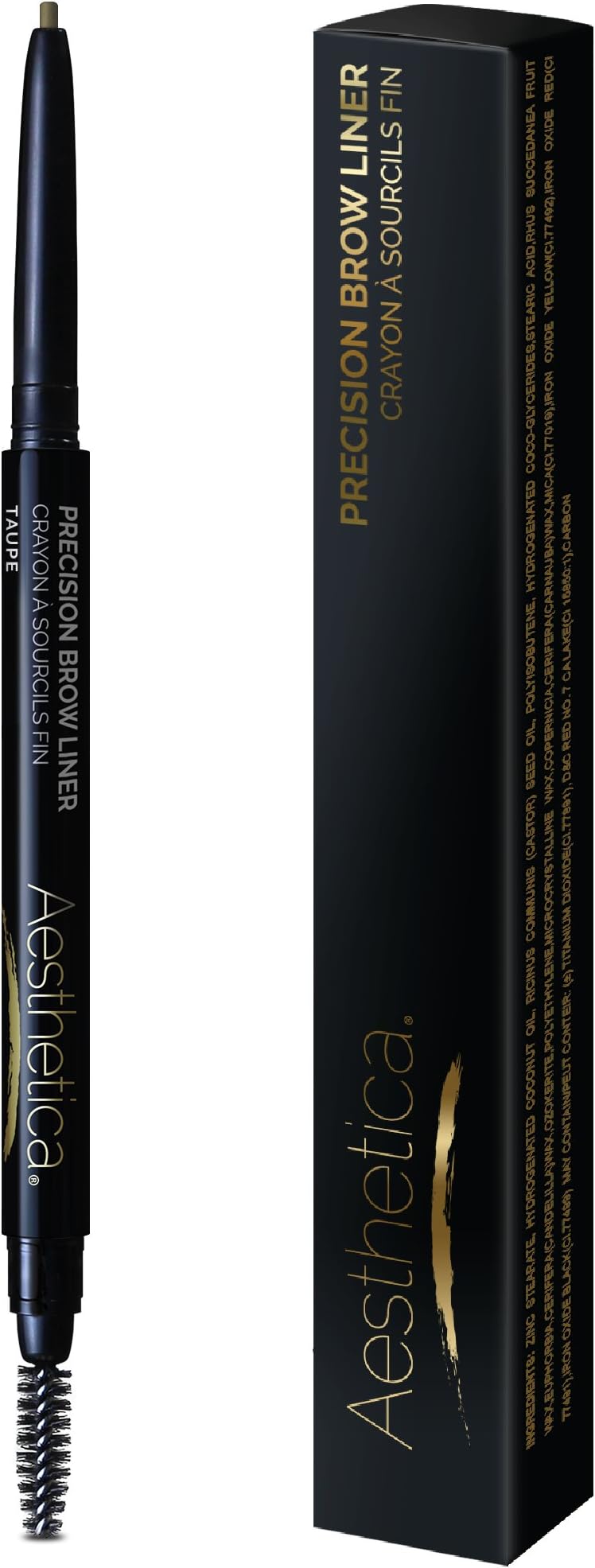 Aesthetica Precision Brow Liner - Eyebrow Pencil/Spoolie Brush (Taupe)