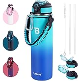 TOPBADE 32oz Insulated Water Bottle with Straw Lid & Spout Lid & Paracord Handle, Stainless Steel Water Bottle Wide Mouth, Double Wall for Women Men Gym Fitness Outdoor