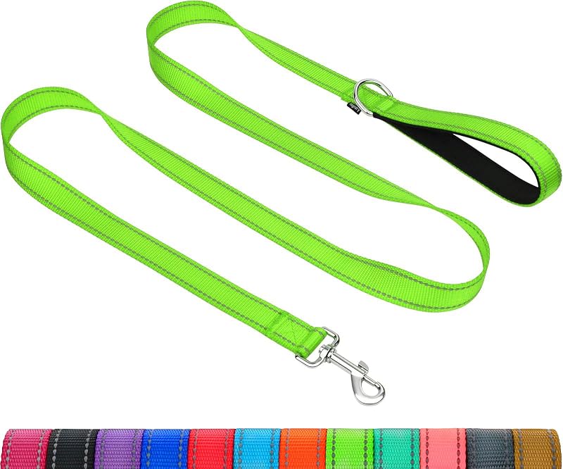 Taglory Dog Lead 2 cm Wide 1.8 m Neon Green Reflective Padded Handle