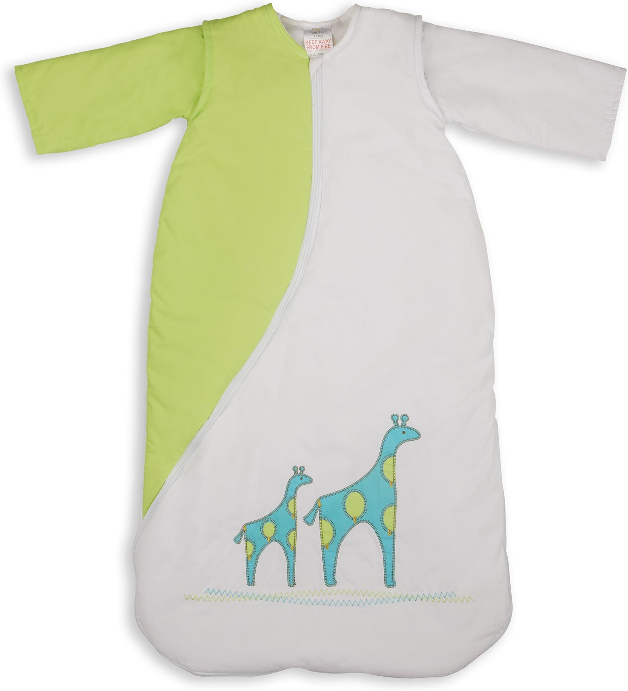 PurFlo Embroidered SleepSac Lightweight (Giraffe Kiwi, 9-18 Mths) Baby Sleeping Bag