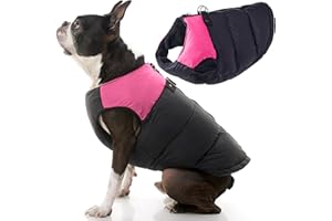 Gooby Padded Vest Dog Jacket - Pink, Large - Warm Zip Up Vest Fleece Jacket with Dual D Ring Leash - Winter Water Resistant Sweater - Clothes for Small and Dogs