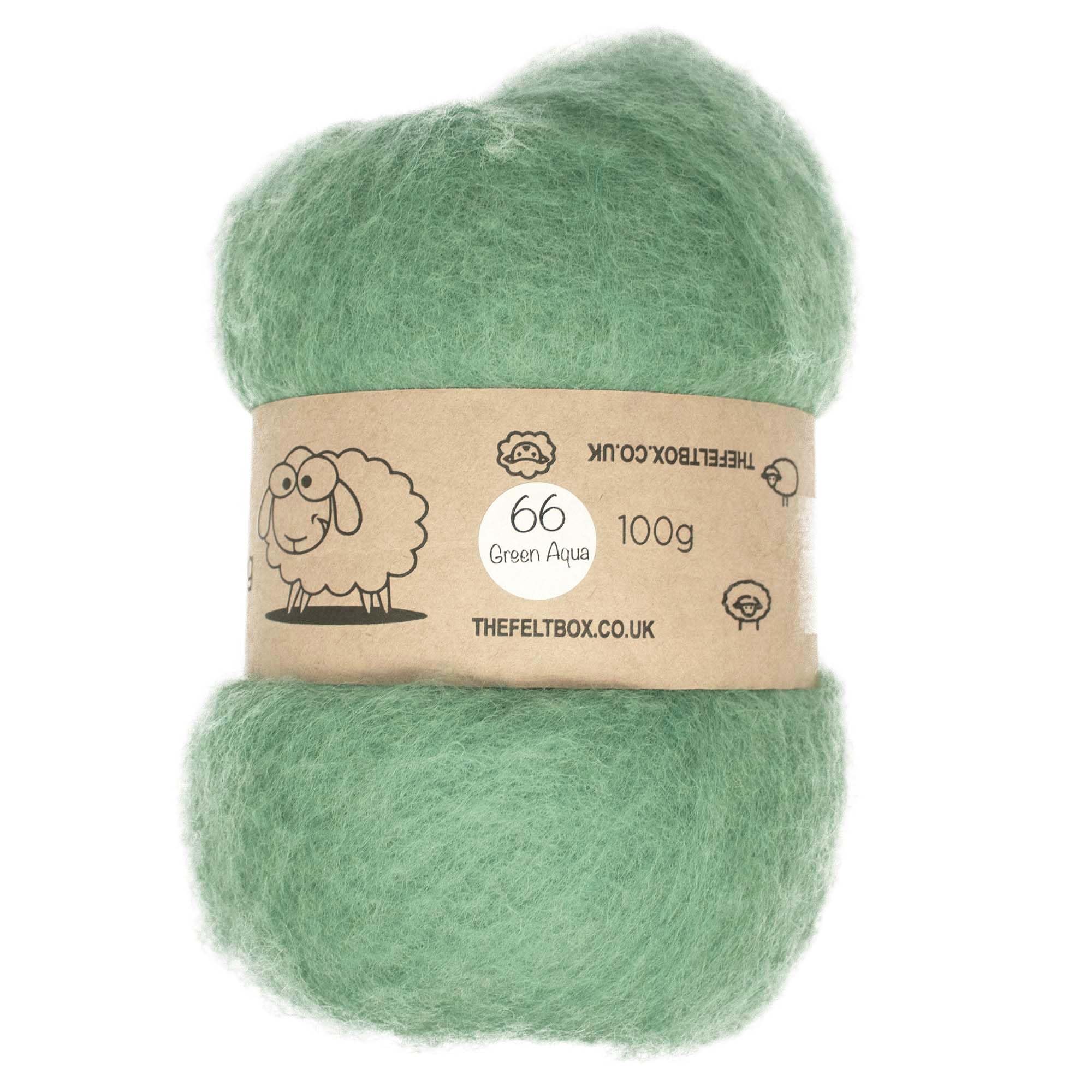 Carded Felting Batt – Green Aqua #66 – 100g Core & Finish Wool for Needle & Wet Felting – The Felt Box