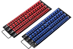 EMENTOL 80PCS Portable Socket Organizer Tray, 1/4", 3/8", 1/2", Heavy Duty Socket Organizer, Black Rails, 2 PCS Set(Blue & Re