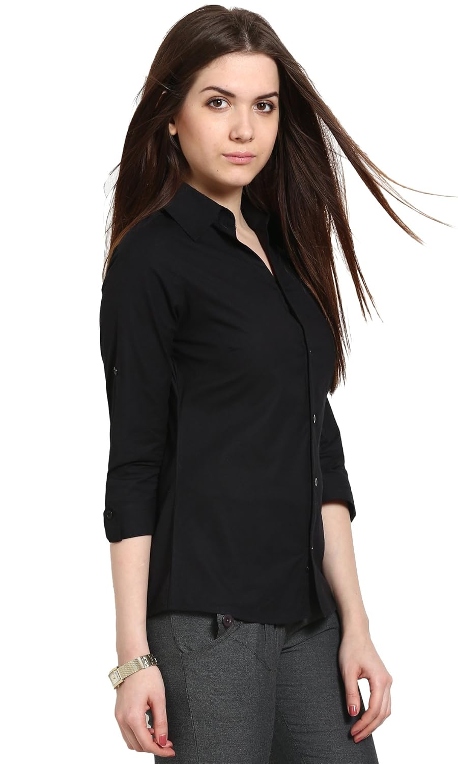 the gud look women's black slim shirt