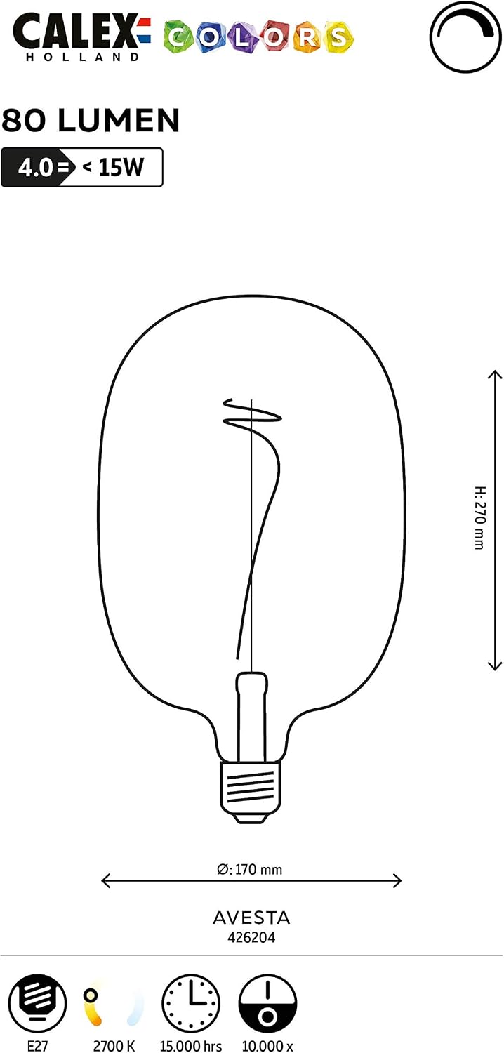 CALEX Dimmable LED lamp, E27, Blue - Image 3