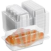 100pcs Locking Plastic Hot Dog Trays, Premium Food Container, Disposable Clear Food Presentation Boats for Takeout and To-Go Meals, 6.5"x2.5"x3.7" Small Containers.