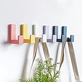 Teenyyou 6 Pack Cute Kids Coat Wall Hooks Wooden Adhesive Decorative Colorful Wall Mounted Hangers Backpack Hooks for Hanging Keys Towel Clothes Bathroom Organization(Colorful)