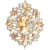 ZEYIYER Gold Crystal Brooch, Champagne Gold Small Brooches Pin for Women, Vintage Diamante Elegant Brooches for Clothes, Sweater, Coat, Scarves, Dress, Wedding, Bridal