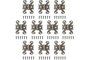 JianLing 10PCS Vintage Mini Decorative Folding Hinges Bronze with Screws 40x30mm Butterfly Butt Hinges for Small Items Jewell