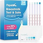 Papablic 24Pcs Alcohol Test Strips for Breastmilk, Quick Results in 2 Minutes Breast Milk Alcohol Test Strips for Breastfeedi