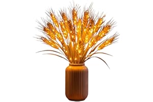 Golden Harvest Wheat Ear LED Light Fixture, Gold, 50cm, Indoor Outdoor Decorative Lighting, No Vase Included