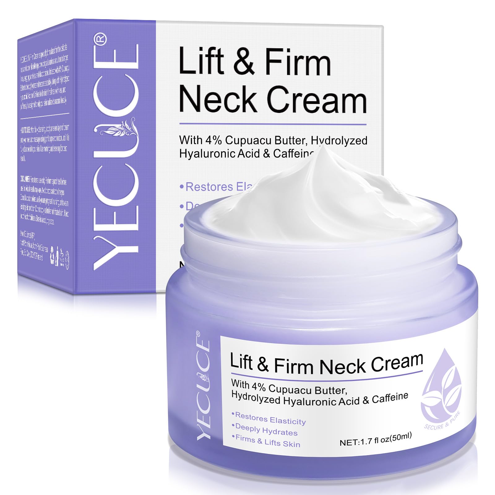 Neck Firming Cream, Natural Anti-Aging Neck Cream for Tightening Sagging Skin, Lift Neck & Decollete Cream for Reduce Wrinkles & Fine Lines, Even Skin Tone, Skin Tightening and Repair Cream, 50ML