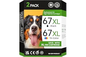 COUNTINC 67XL Ink Cartridge Black/Color Combo Pack for HP Ink 67 67XL for HP 67 Ink Cartridge Fit for Envy 6000 6055 6055e 6400 6455 DeskJet 2855e 2700 2700e 2755 2755e 2752 4152 2755 4155e Printer(2 Pack)