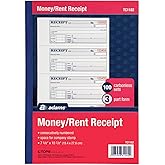 Adams 11 x 7-5/8 Inches 3-Part Tape Bound Money Receipt Book, 100 per Book, White/Canary/Pink (ABFTC1182)