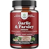 Concentrated Odorless Garlic Softgels - Parsley Extract & Aged Garlic Supplements for Circulatory Health, Digestion, Immune Support & Liver Detox - Parsley Softgels for Gut Support - 60 Ct