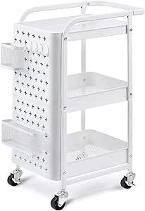 kingrack Carro rodante de 3 Niveles,Carro de estanterías de Metal