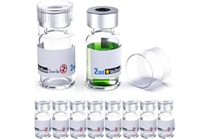 Biomed Solutions Sterile Empty Vial with Reusable Plastic Cap,Ready to Fill Glass Containers, Liquid Injection Bottle Sealed with Self Healing Injection Port (2ml Clear 10pcs)