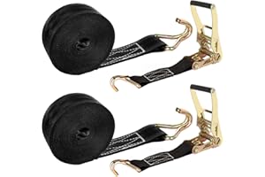 LISHINE 2 Pack 2 Inch Ratchet Straps Heavy Duty 20ft Tie Down Straps Ratchet with Double J Hook, 8000 LBS Break Strength, Cargo Ratchet Straps for Moving, Truck, Trailers, Motorcycles, Kayaks, Car Roof
