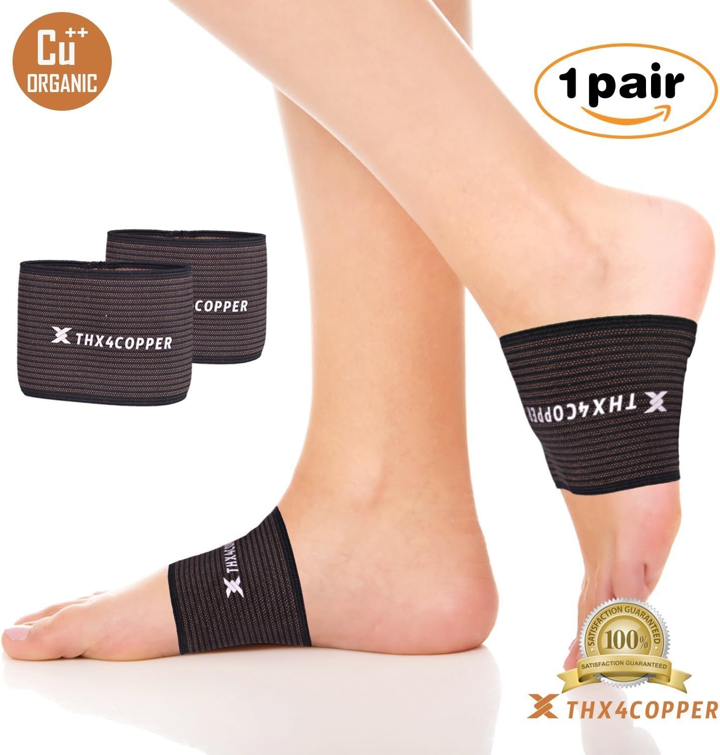 Thx4 Copper Arch Support2 Plantar Fasciitis Braces/Sleeves Copper Infused Fit Support