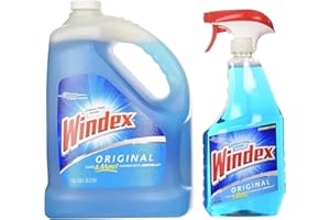 Windex Original Glass Cleaner, 1 spray bottle + 128 fl. oz. Refill - Total 160 fl. oz