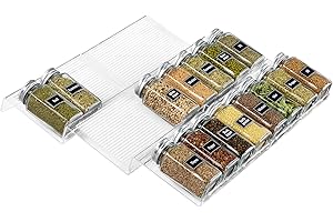 Lifewit 3 Tier 2 Set Spice Rack Organizer for Drawer Acrylic Expandable 7.9" to 15.8" Adjustable Seasoning Herbs Jars Storage