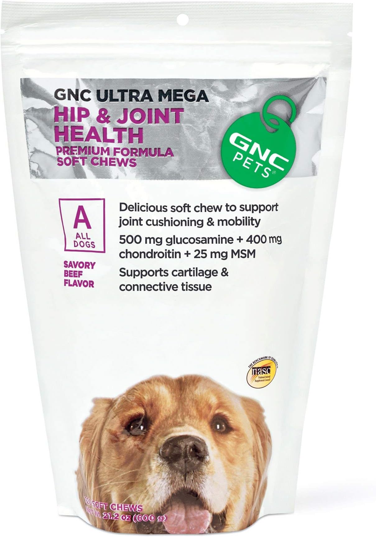 GNC Pets Ultra Mega Hip & Joint Health Dog Supplements - Support for Joint Cushioning & Mobility Pets Ultra Mega Hip Joint Health - Dog Joint Care, Dog Hip and Joint Supplement, Dog Vitamins