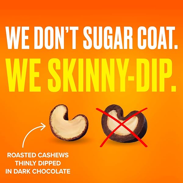 SKINNYDIPPED DARK CHOCOLATE SALTED CARAMEL CASHEWS, HEALTHY SNACK, PLANT PROTEIN, GLUTEN FREE, 3.5 OZ RESEALABLE BAGS, PACK OF 1